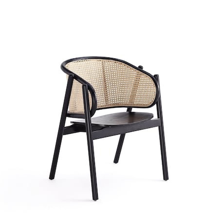Manhattan Comfort Versailles Armchair in Black and Natural Cane ACCA02-BK